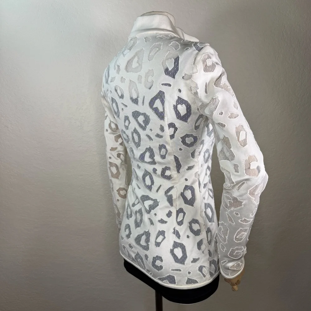 NWOT Anthony Vaccarello Semi Sheer Plumetis Animal Print France Zip Jacket XS